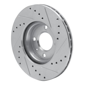 Dodge Attitude Brake Rotor (1) - Front Left - R1 Concepts - Drilled & Slotted - Silver - `06-`12